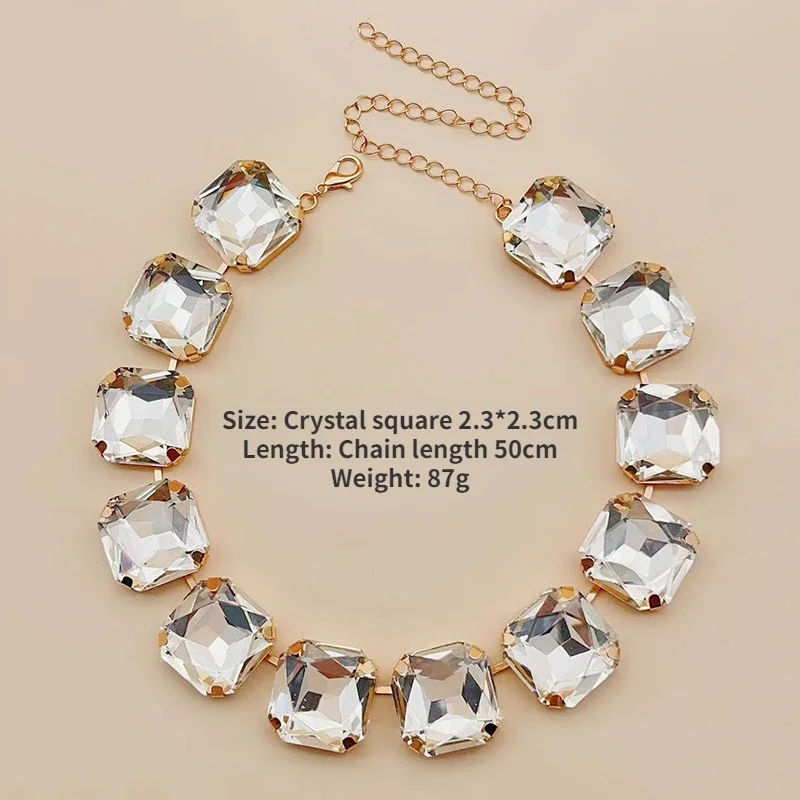 Luksusowy naszyjnik z dużym kryształem – różowe złoto, elegancki łańcuszek typu lock bone