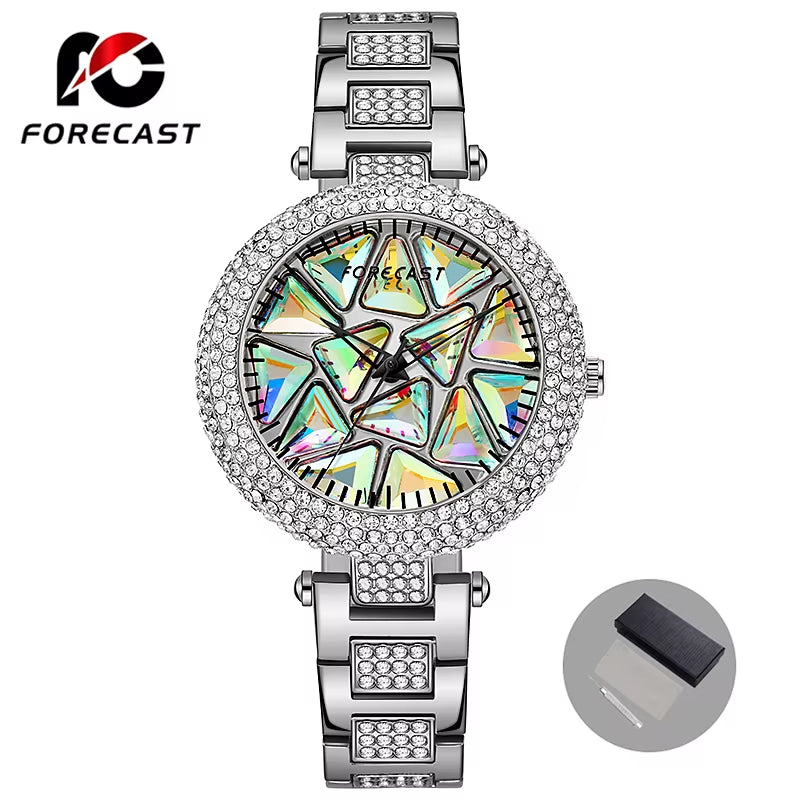 FORE CAST New Elegant Quartz Women Watch Luxury Rhinestone Style Fashion Women Waterproof Ladies Watch Steel Relogio Feminno