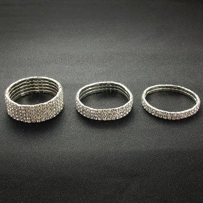 Multi-Style Silver Color Rhinestone Bracelets & Bangles Wedding Bridal Bracelet Stretching Wristband Bracelet for Women Jewelry