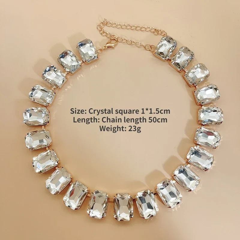 Luksusowy naszyjnik z dużym kryształem – różowe złoto, elegancki łańcuszek typu lock bone