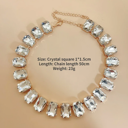 Luksusowy naszyjnik z dużym kryształem – różowe złoto, elegancki łańcuszek typu lock bone