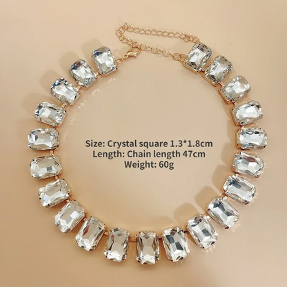 Luksusowy naszyjnik z dużym kryształem – różowe złoto, elegancki łańcuszek typu lock bone