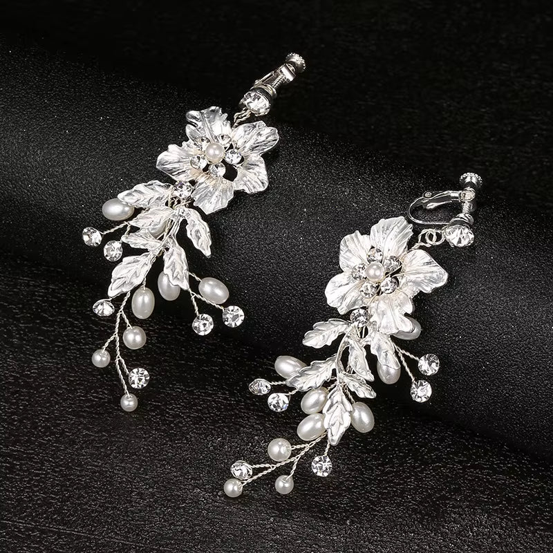 Elegant Floral Earrings for Women Pearl & Crystal Bridal Jewelry - Bohemian Wedding Accessories - Luxury Everyday to Formal Wear