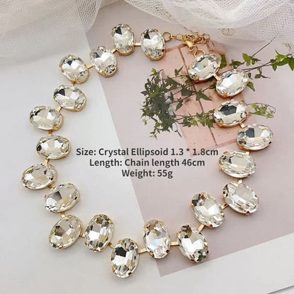 Luksusowy naszyjnik z dużym kryształem – różowe złoto, elegancki łańcuszek typu lock bone