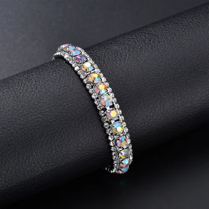 Top Sale Bracelet Full AAA Zircon Austrian Crystal Femme Women Link Chain Jewelry Bangles Women'S Bracelets Blue Colorful