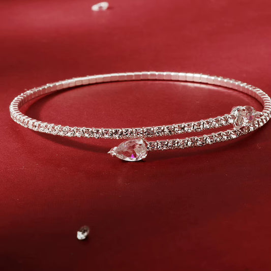 Fashion Rhinestone Bracelets for Women Silver Color Bangle Shining Luxury Trendy Ladies Girls Bracelet Jewelry Gifts