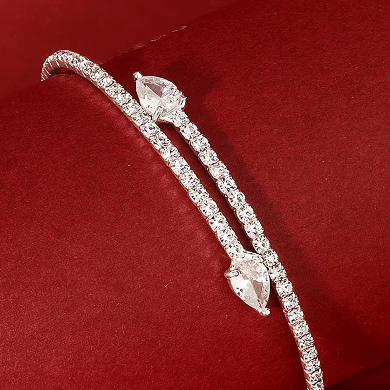 Fashion Rhinestone Bracelets for Women Silver Color Bangle Shining Luxury Trendy Ladies Girls Bracelet Jewelry Gifts