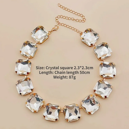 Luksusowy naszyjnik z dużym kryształem – różowe złoto, elegancki łańcuszek typu lock bone