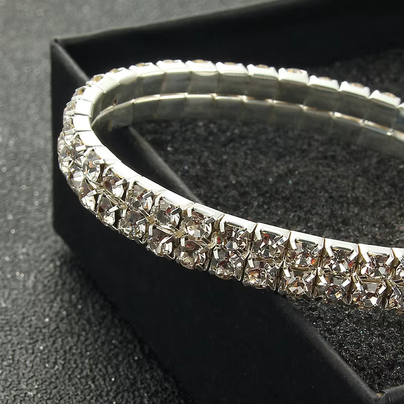 Multi-Style Silver Color Rhinestone Bracelets & Bangles Wedding Bridal Bracelet Stretching Wristband Bracelet for Women Jewelry