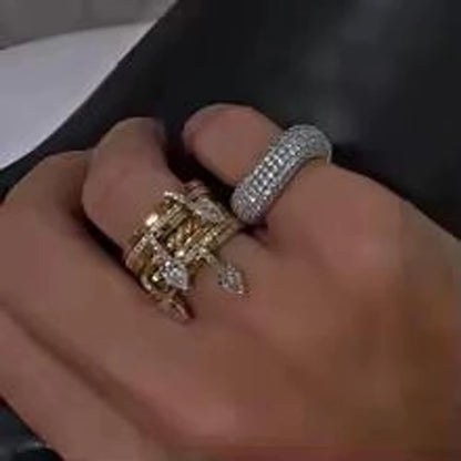 2026 New Gold Plated Multilayer Stacking Finger Ring Micro Pave Cubic Zircon for Women Fashion Unique Full Finger Jewlery