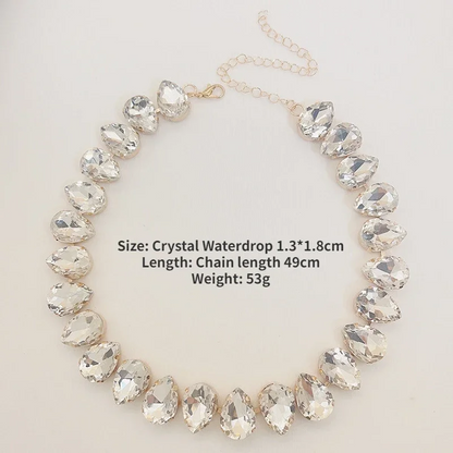 Luksusowy naszyjnik z dużym kryształem – różowe złoto, elegancki łańcuszek typu lock bone