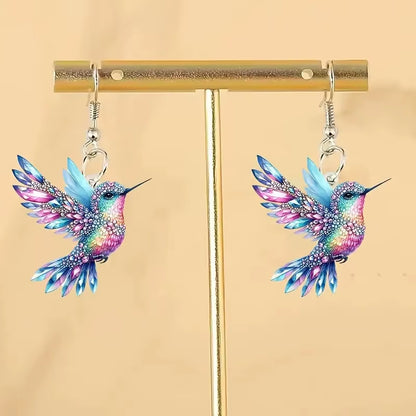 Colorful Hummingbird Dangle Earrings for Women Fashion Cute Animal Earrings Women'S Statement Jewelry Gifts