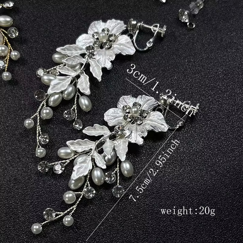 Elegant Floral Earrings for Women Pearl & Crystal Bridal Jewelry - Bohemian Wedding Accessories - Luxury Everyday to Formal Wear