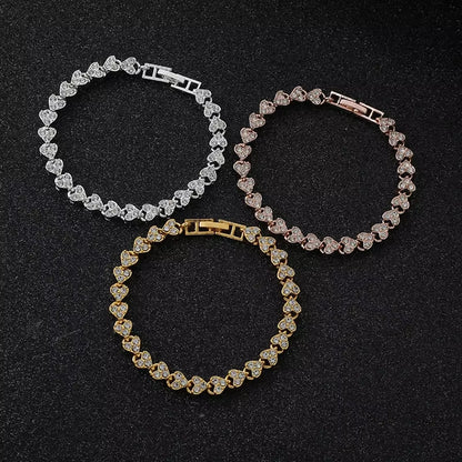 Exquisite Luxury Roman Crystal Bracelet for Women Wedding Gift Korean Rose Gold Silver Color Chain Bracelets Jewelry