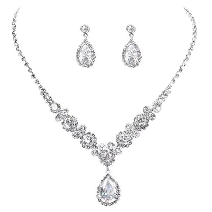 Imitation Moissanite Diamond Jewelry Set Explosion Flash Hot New Luxury Pendant Necklace Female Earrings Set
