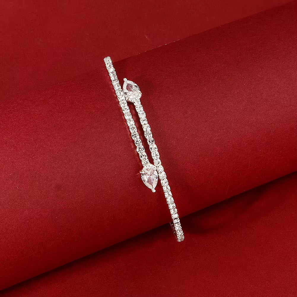 Fashion Rhinestone Bracelets for Women Silver Color Bangle Shining Luxury Trendy Ladies Girls Bracelet Jewelry Gifts