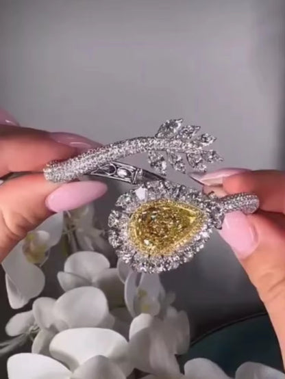 Water Drop Lab Topaz Diamond Bangle 925 Sterling Silver Party Engagement Bangles Bracelets for Women Bridal Wedding Jewelry Gift