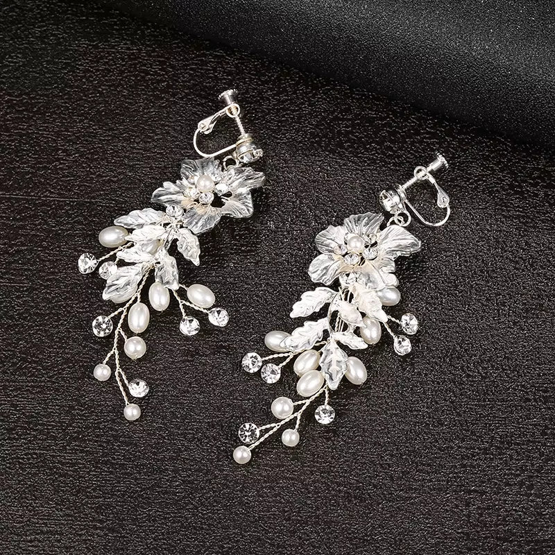 Elegant Floral Earrings for Women Pearl & Crystal Bridal Jewelry - Bohemian Wedding Accessories - Luxury Everyday to Formal Wear