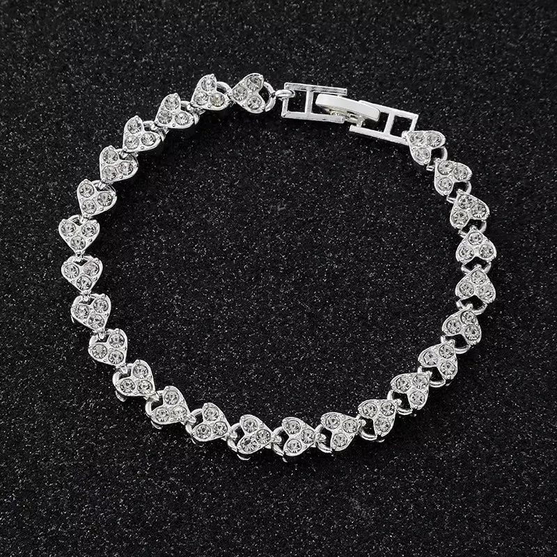 Exquisite Luxury Roman Crystal Bracelet for Women Wedding Gift Korean Rose Gold Silver Color Chain Bracelets Jewelry