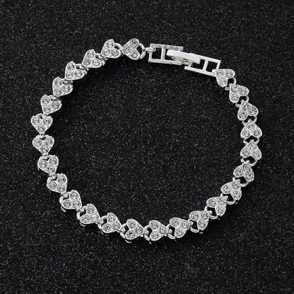 Exquisite Luxury Roman Crystal Bracelet for Women Wedding Gift Korean Rose Gold Silver Color Chain Bracelets Jewelry