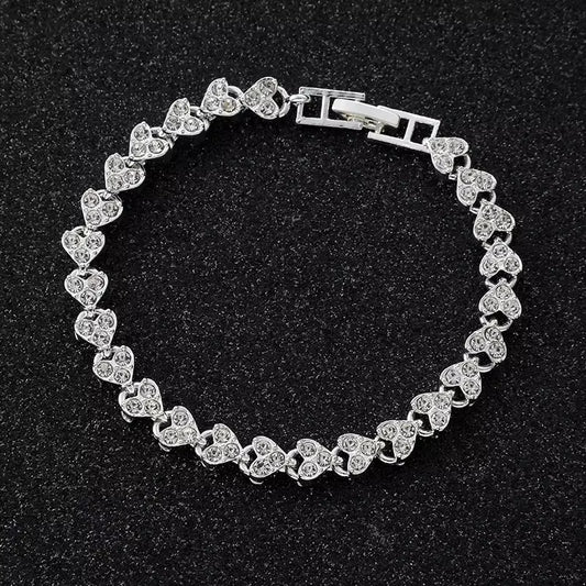 Exquisite Luxury Roman Crystal Bracelet for Women Wedding Gift Korean Rose Gold Silver Color Chain Bracelets Jewelry