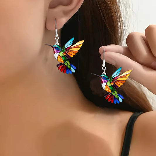 Colorful Hummingbird Dangle Earrings for Women Fashion Cute Animal Earrings Women'S Statement Jewelry Gifts