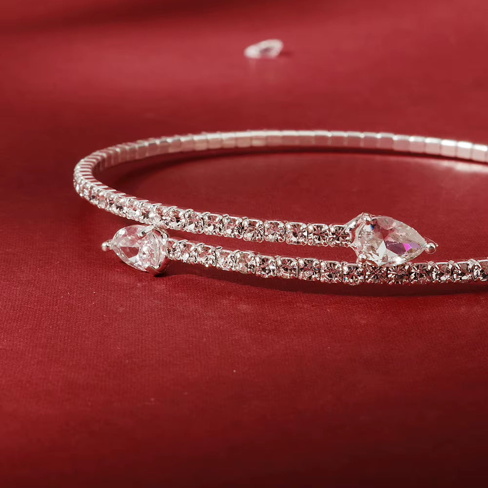 Fashion Rhinestone Bracelets for Women Silver Color Bangle Shining Luxury Trendy Ladies Girls Bracelet Jewelry Gifts