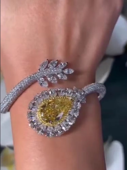 Water Drop Lab Topaz Diamond Bangle 925 Sterling Silver Party Engagement Bangles Bracelets for Women Bridal Wedding Jewelry Gift