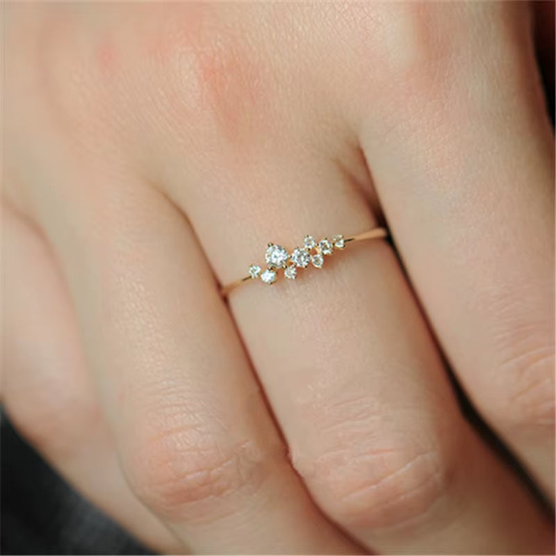 925 Sterling Silver Classic Irregular Shiny Star Plum Ring Women 14K Gold Plating High-End Temperament Party Jewelry Accessories