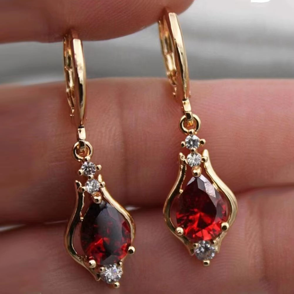 Luxury Trendy Purple Water Drop Crystal Dangle Earrings for Women Charm Wedding Bride Party Korea Earring Jewelry Accessory Gift