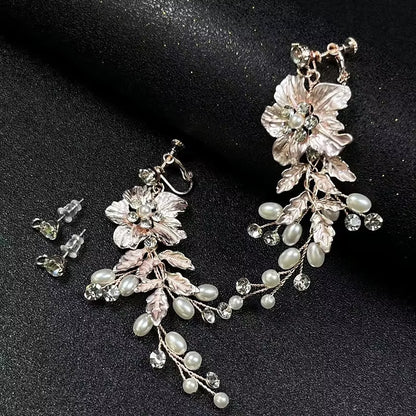 Elegant Floral Earrings for Women Pearl & Crystal Bridal Jewelry - Bohemian Wedding Accessories - Luxury Everyday to Formal Wear