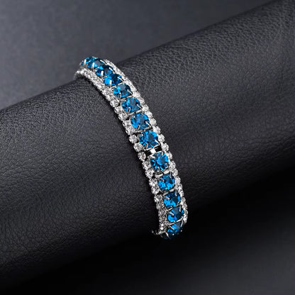 Top Sale Bracelet Full AAA Zircon Austrian Crystal Femme Women Link Chain Jewelry Bangles Women'S Bracelets Blue Colorful