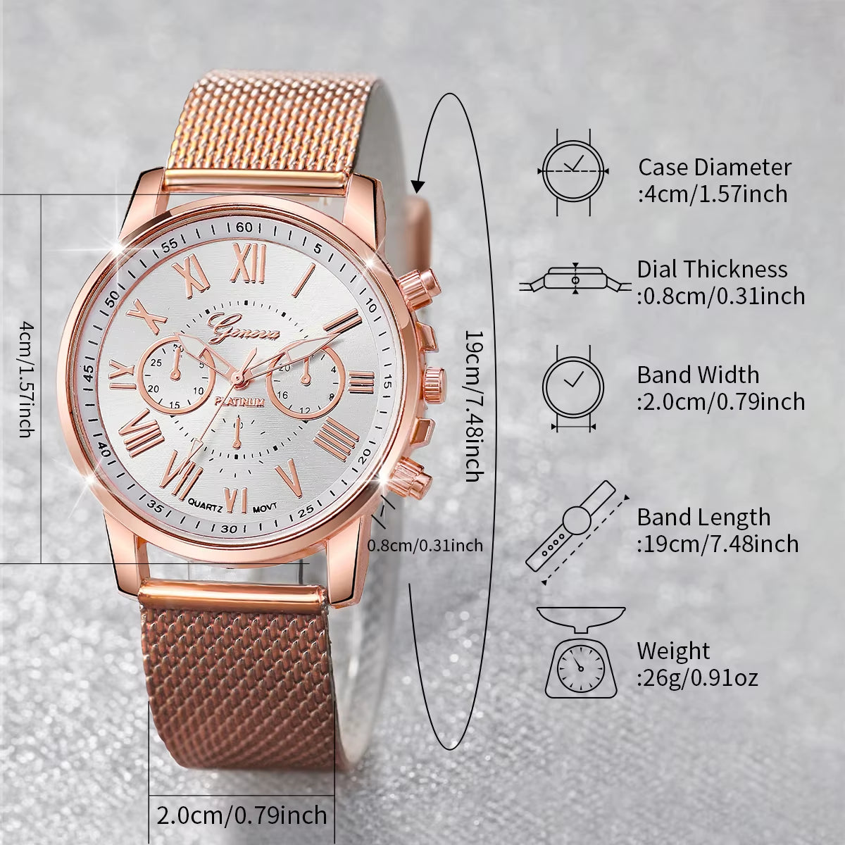 5Pcs/Set Geneva Watch Fashion Plastic Band Women Watches Rhinestone Heart Jewelry Set Ladies Quartz Watch（Without Box）