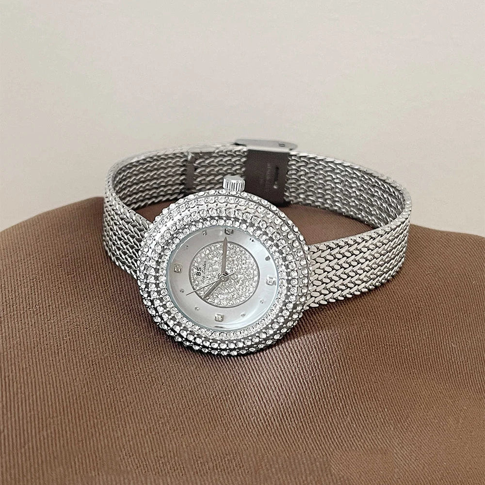 BS Watch Women Vintage Ladies Watches Luxury High Quality Fashion Quartz Wristwatches Diamond Large Dial Waterproof Watches
