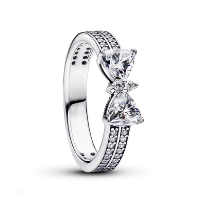 New 925 Sterling Silver Red Pink Bow Zircon Oxide Enamel Heart Love Ring Wedding Rings Fashion Fine Jewelry for Women Gifts