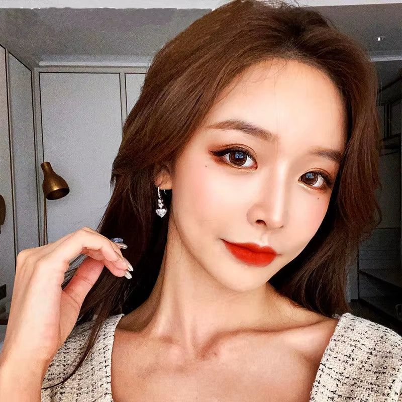 Luxury 3Ct Moissanite 925 Sterling Silver Dangle Earring Heart Jewelry Lab Dimaond Party Wedding Drop Earrings for Women