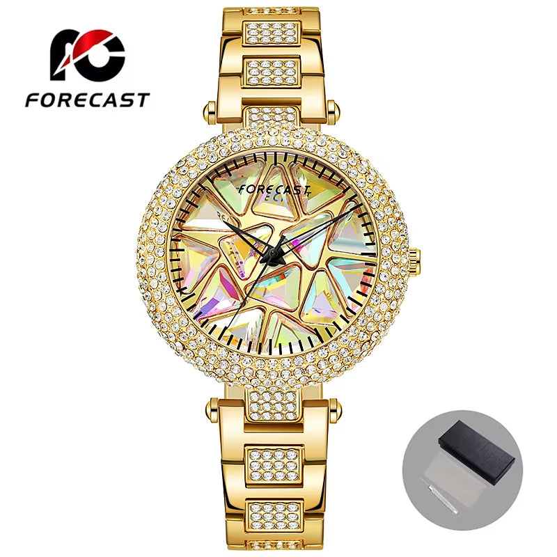 FORE CAST New Elegant Quartz Women Watch Luxury Rhinestone Style Fashion Women Waterproof Ladies Watch Steel Relogio Feminno