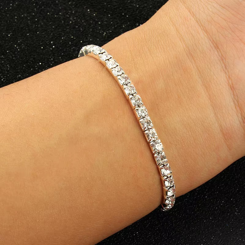Multi-Style Silver Color Rhinestone Bracelets & Bangles Wedding Bridal Bracelet Stretching Wristband Bracelet for Women Jewelry