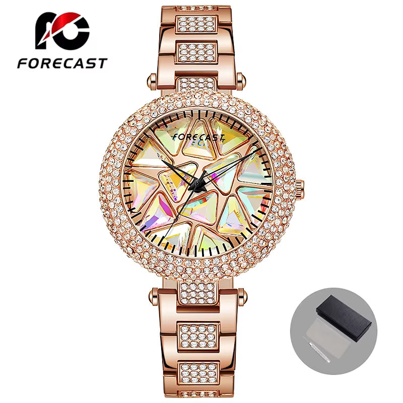 FORE CAST New Elegant Quartz Women Watch Luxury Rhinestone Style Fashion Women Waterproof Ladies Watch Steel Relogio Feminno
