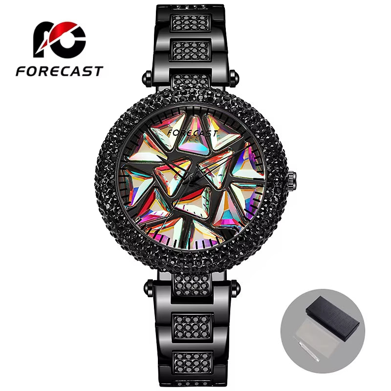 FORE CAST New Elegant Quartz Women Watch Luxury Rhinestone Style Fashion Women Waterproof Ladies Watch Steel Relogio Feminno