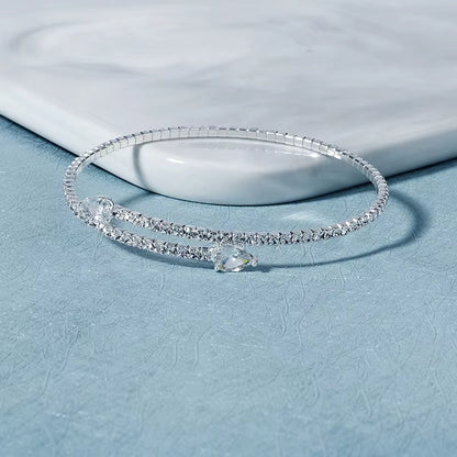 Fashion Rhinestone Bracelets for Women Silver Color Bangle Shining Luxury Trendy Ladies Girls Bracelet Jewelry Gifts