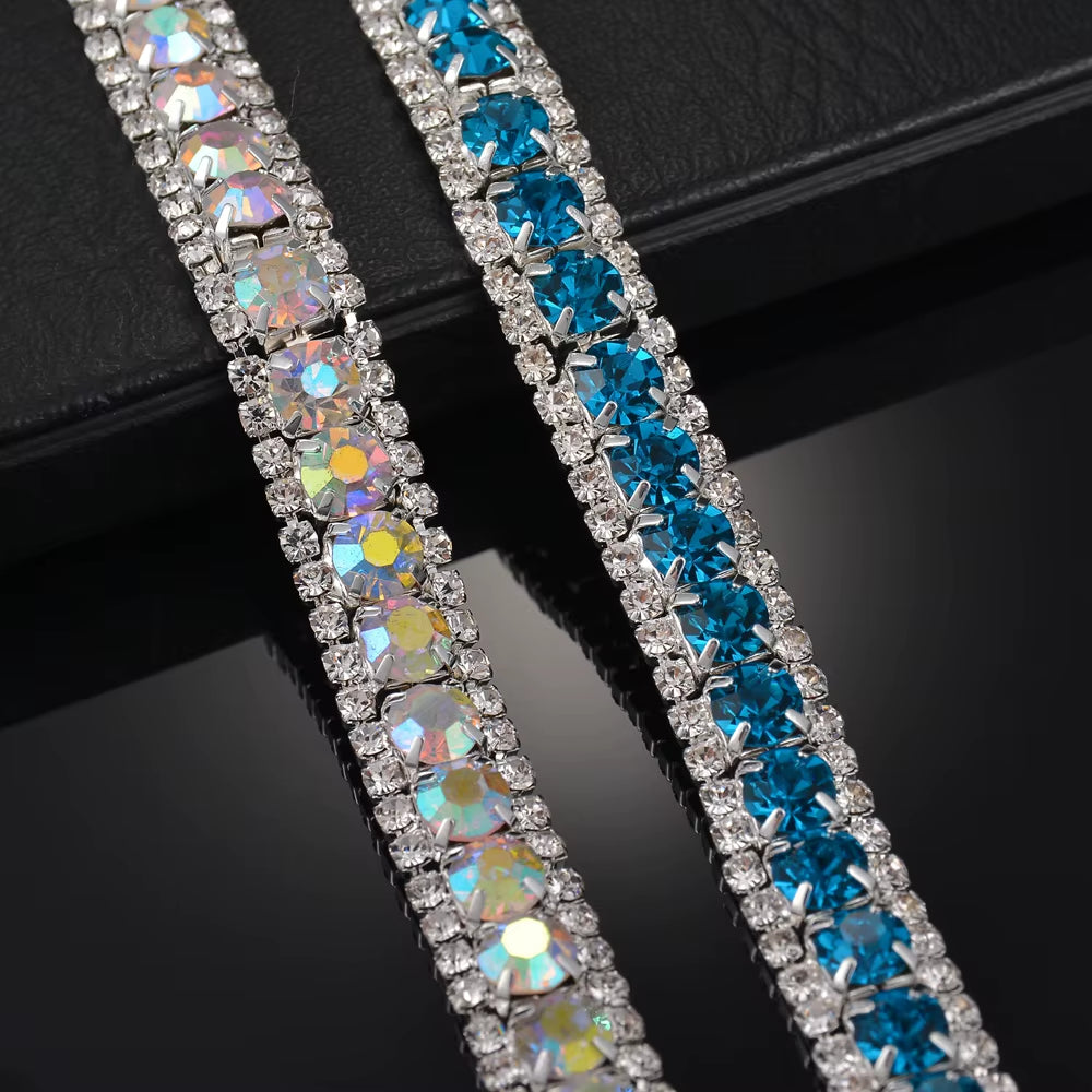 Top Sale Bracelet Full AAA Zircon Austrian Crystal Femme Women Link Chain Jewelry Bangles Women'S Bracelets Blue Colorful