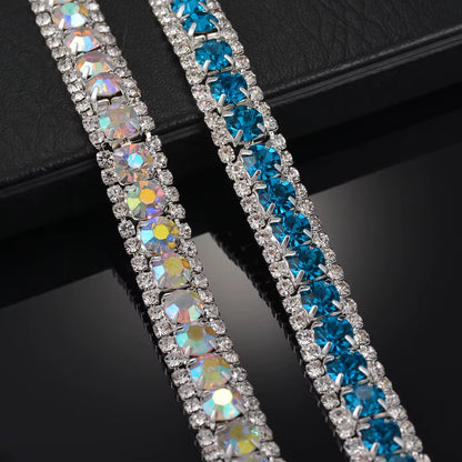 Top Sale Bracelet Full AAA Zircon Austrian Crystal Femme Women Link Chain Jewelry Bangles Women'S Bracelets Blue Colorful